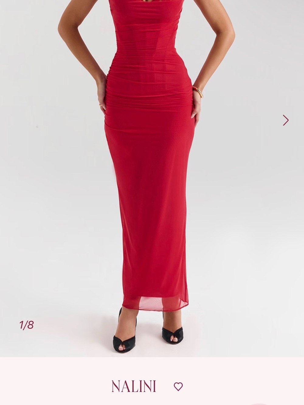 House of CB Red Ruched Maxi Skirt